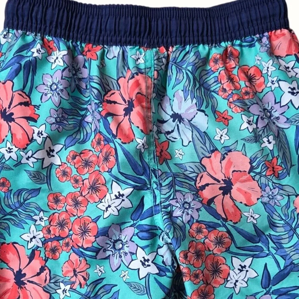 Boys Cat & Jack Floral Swim Trunks Size 5/6 With Drawstring Waist & Cargo Pocket - Picture 4 of 7